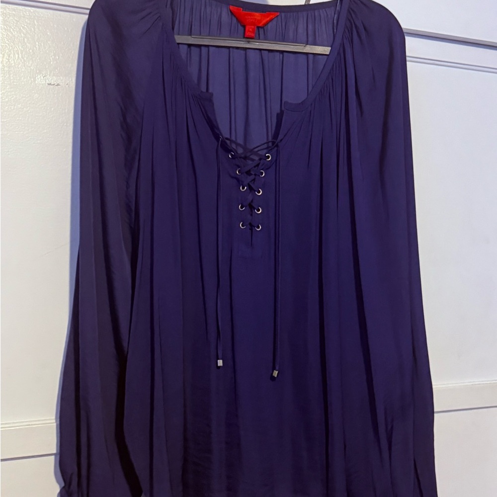 Jennifer Lopez Women's Purple Blouse with Balloon Sleeves